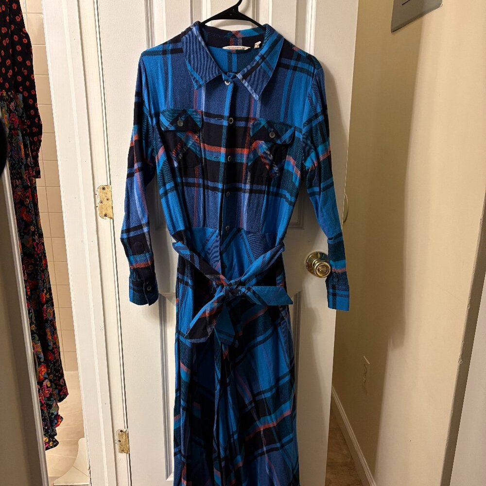 Vintage Blue Flannel Dress